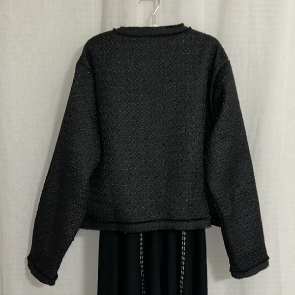 IS 3X Black Button Front Tweed Blazer with Gold Tone Pearl Buttons and Pockets - Picture 2 of 13